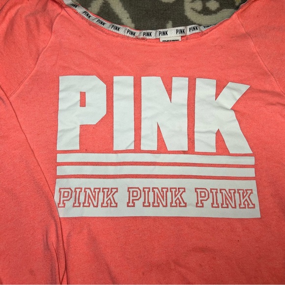 Pink Sweatshirt Size Small Coral Off The Shoulder Sweater - Picture 4 of 9